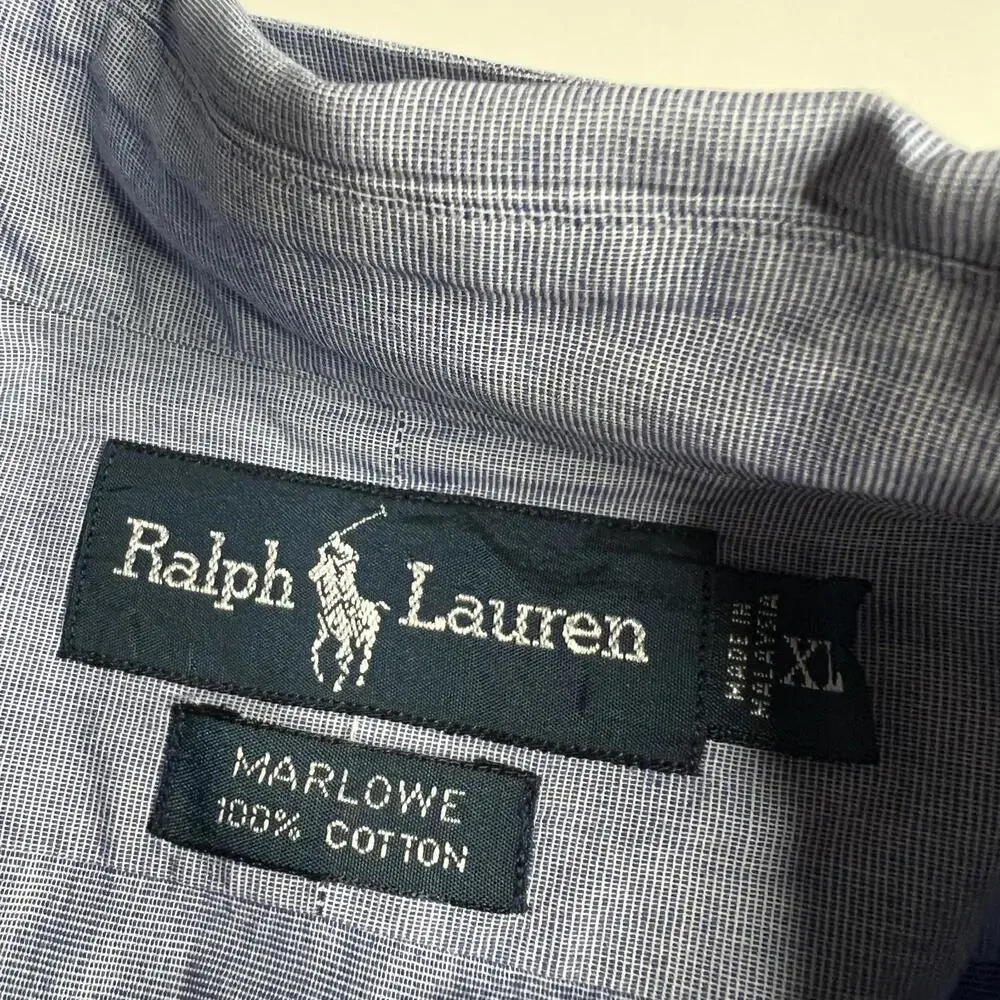 Lot 2 Ralph Lauren Men’s XL Button Down Shirts Blue & Green‎ Plaid 100% Cotton - Picture 11 of 14